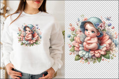 Cute Baby in Flowers Clipart Bundle - CraftNest - Digital Crafting and Art