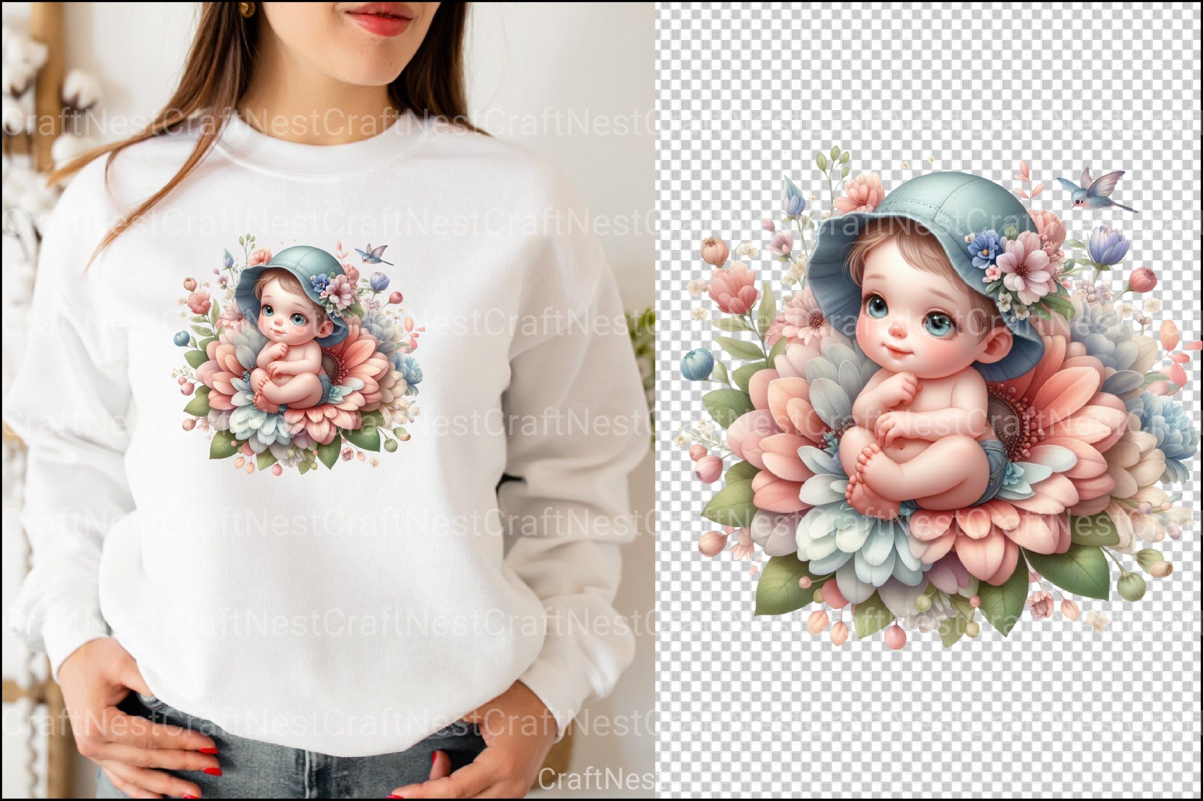 Cute Baby in Flowers Clipart Bundle - CraftNest - Digital Crafting and Art