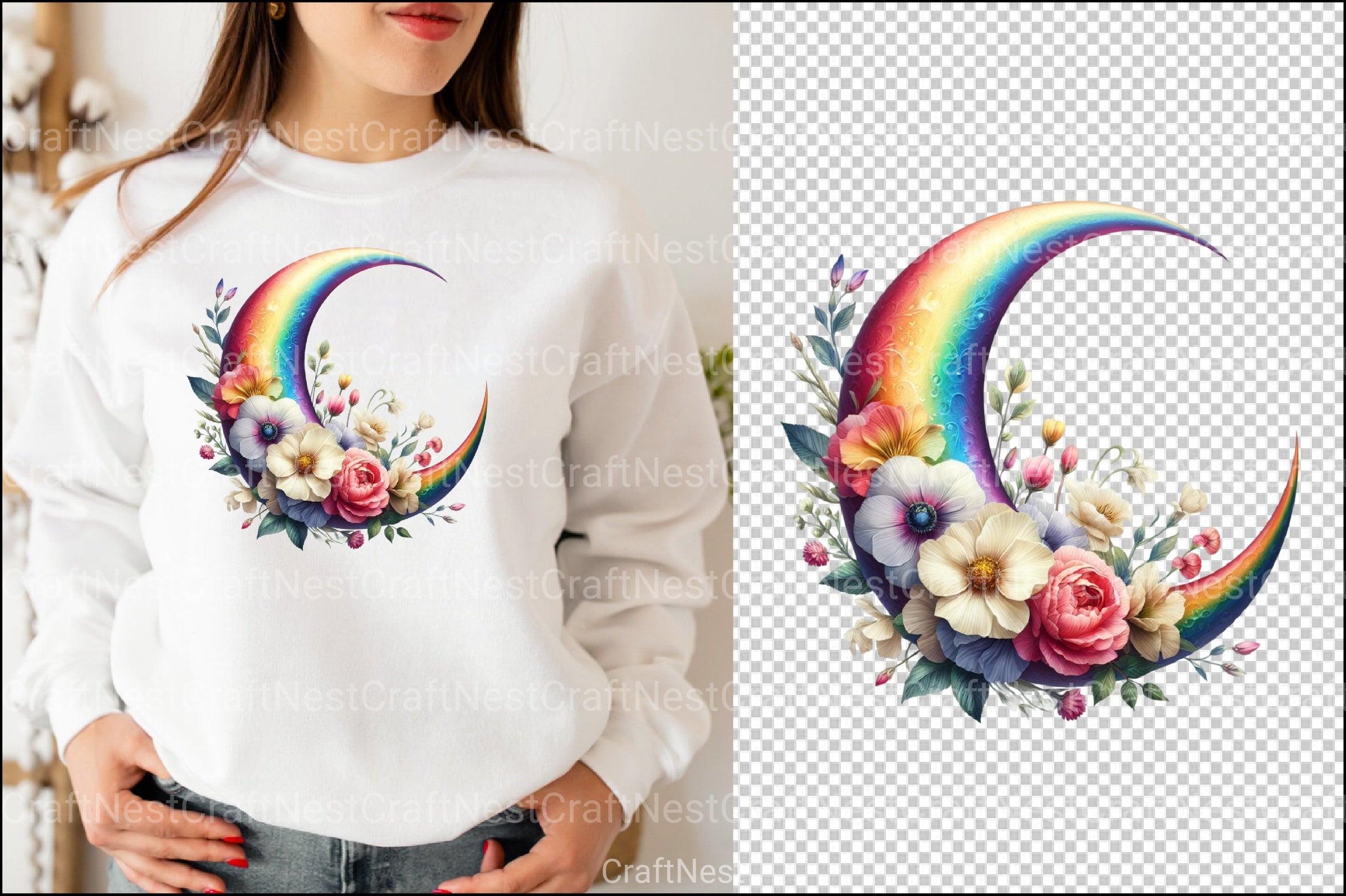 Floral Moon Clipart Bundle 2 - CraftNest - Digital Crafting and Art