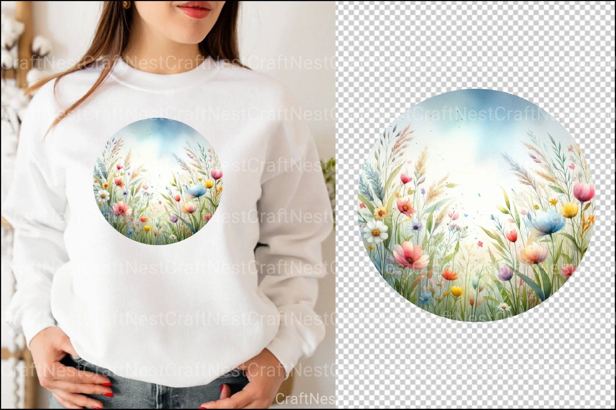 Spring Meadows Circle Clipart Bundle - CraftNest - Digital Crafting and Art