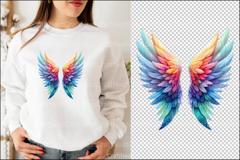 Colorful Angel Wings Clipart Bundle 2 - CraftNest - Digital Crafting and Art