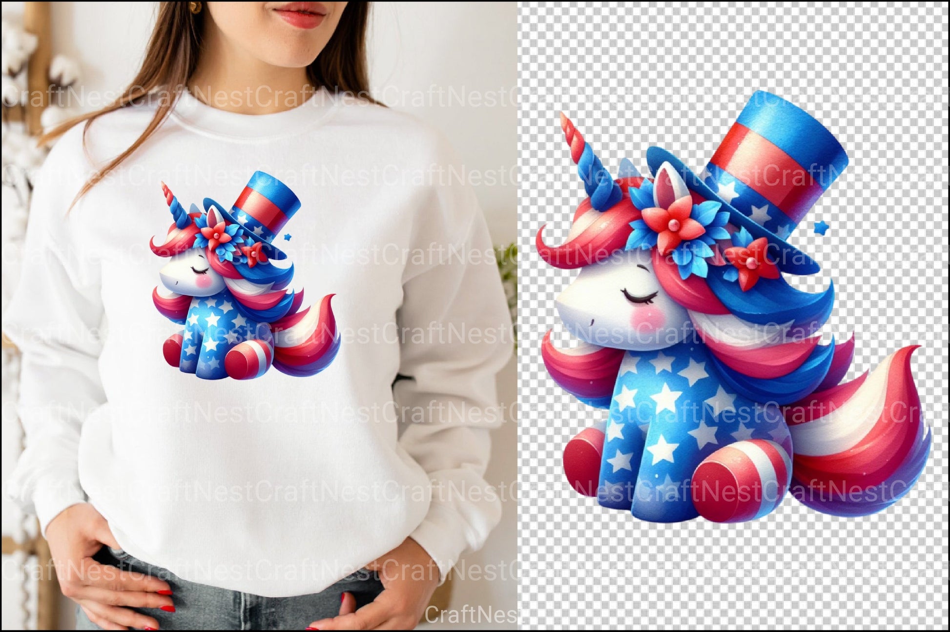 Cute Patriotic Unicorn Clipart Bundle 2 - CraftNest - Digital Crafting and Art