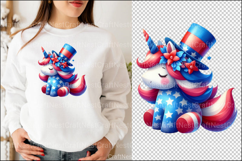 Cute Patriotic Unicorn Clipart Bundle 2 - CraftNest - Digital Crafting and Art