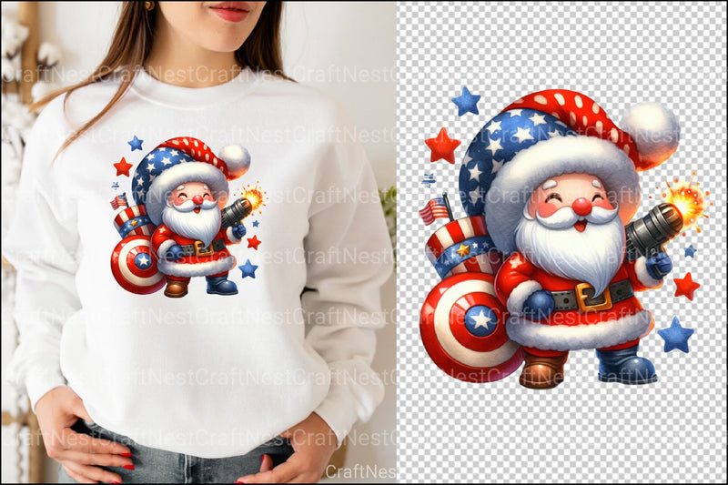 Funny Santa Claus 4th of July Clipart Bundle - CraftNest - Digital Crafting and Art