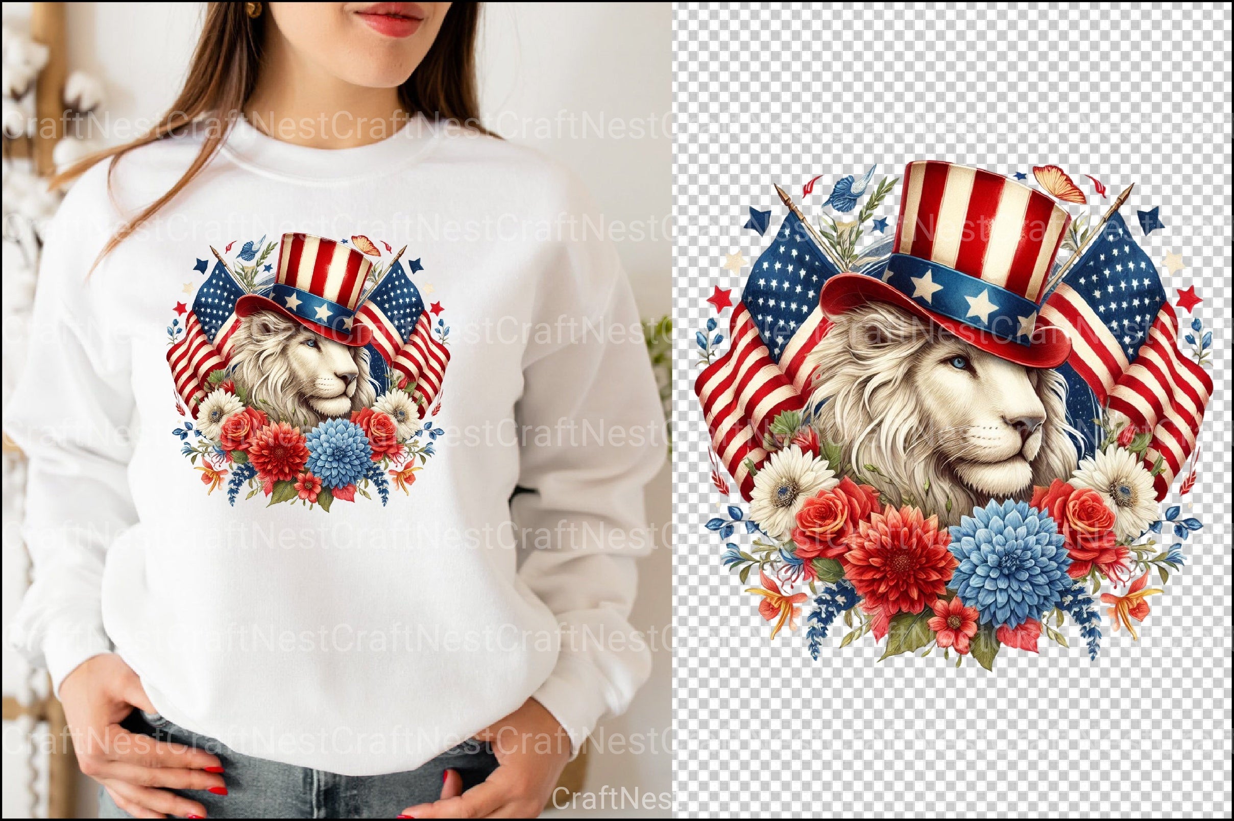 4th of July Patriotic Lion Clipart Bundle - CraftNest - Digital Crafting and Art