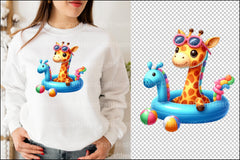 Funny Giraffe Pool Party Clipart Bundle - CraftNest - Digital Crafting and Art