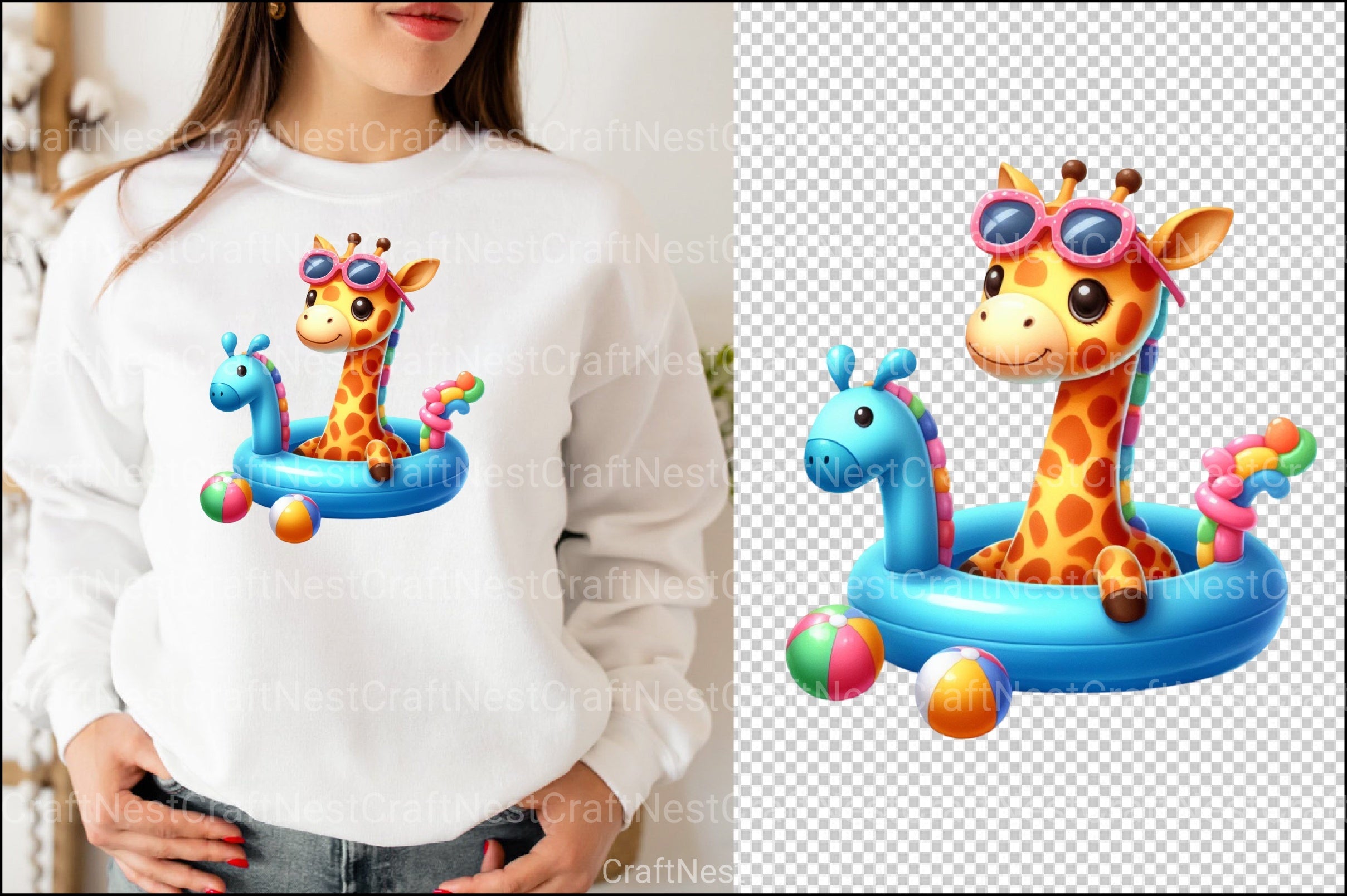 Funny Giraffe Pool Party Clipart Bundle - CraftNest - Digital Crafting and Art