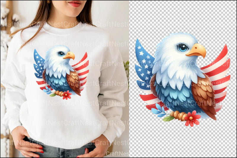 Cute Patriotic Eagle Clipart Bundle 99 - CraftNest - Digital Crafting and Art