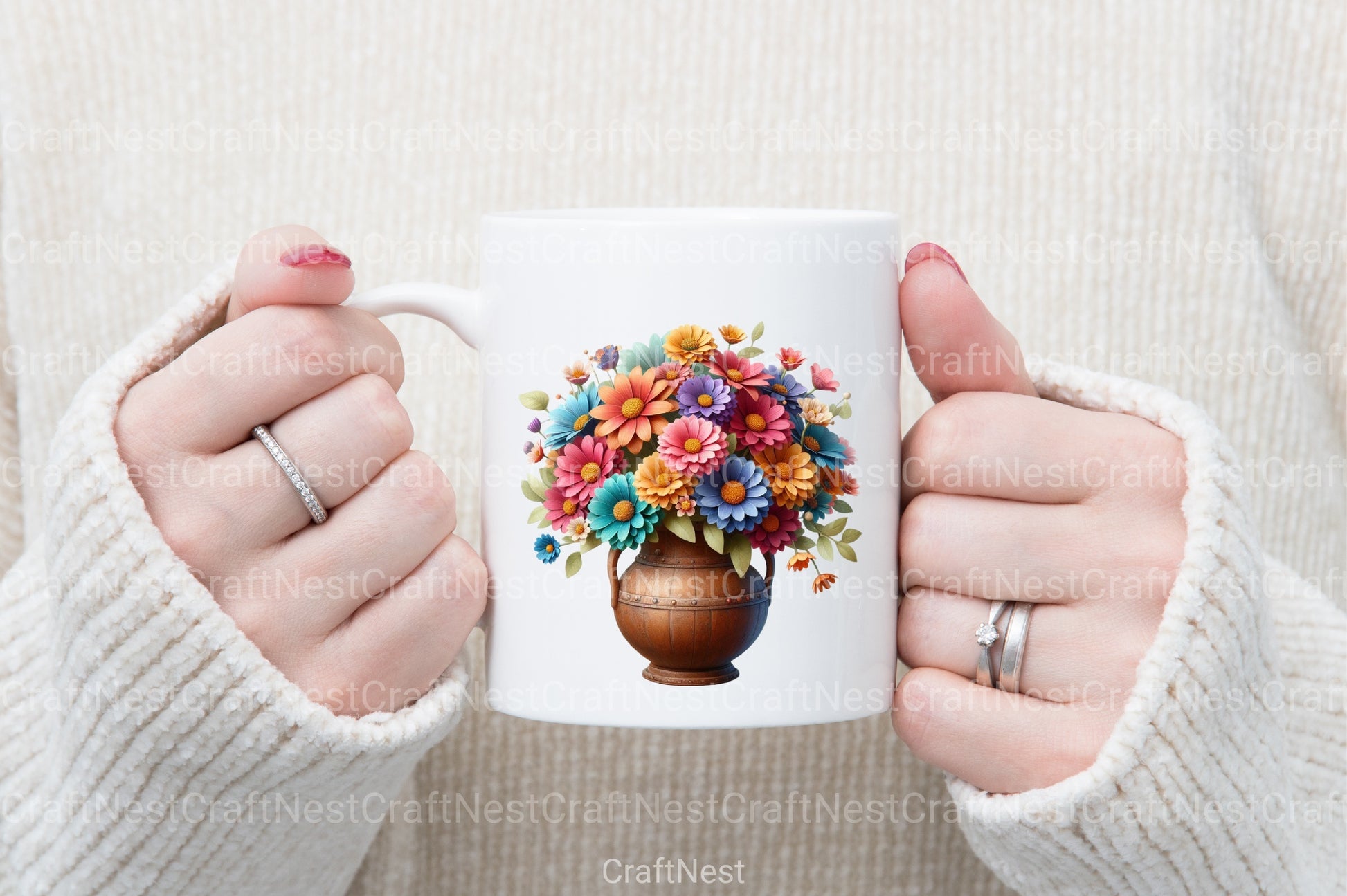 Rustic Vase Flowers Clipart Bundle - CraftNest - Digital Crafting and Art