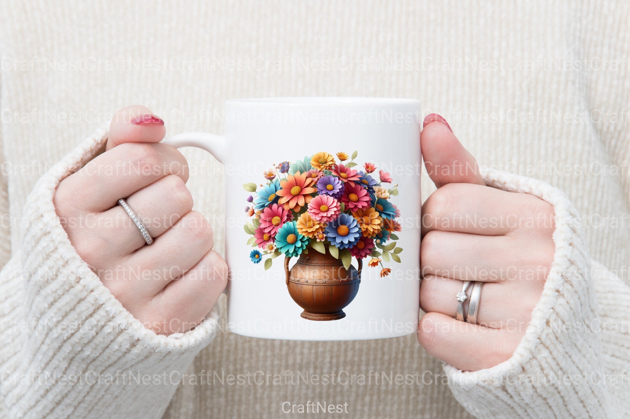 Rustic Vase Flowers Clipart Bundle - CraftNest - Digital Crafting and Art