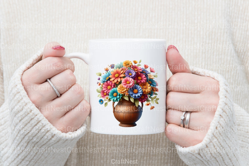 Rustic Vase Flowers Clipart Bundle - CraftNest - Digital Crafting and Art