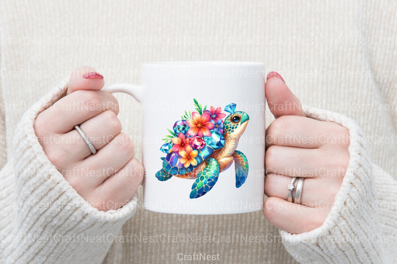 Gem Sea Turtle Mom and Baby Clipart Bundle 1 - CraftNest - Digital Crafting and Art