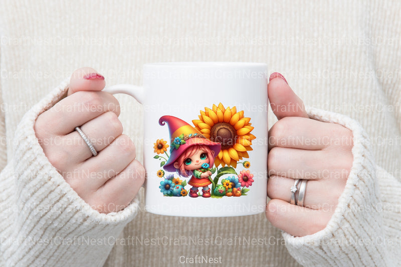 Sunflower Gnome Girl Clipart Bundle 99 - CraftNest - Digital Crafting and Art