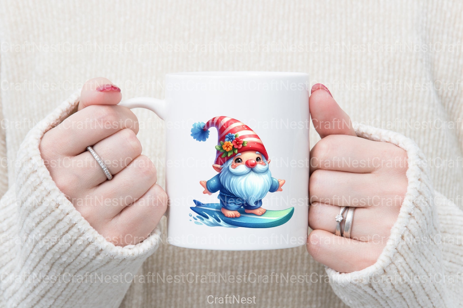 Cute Gnome Surfing Clipart Bundle - CraftNest - Digital Crafting and Art