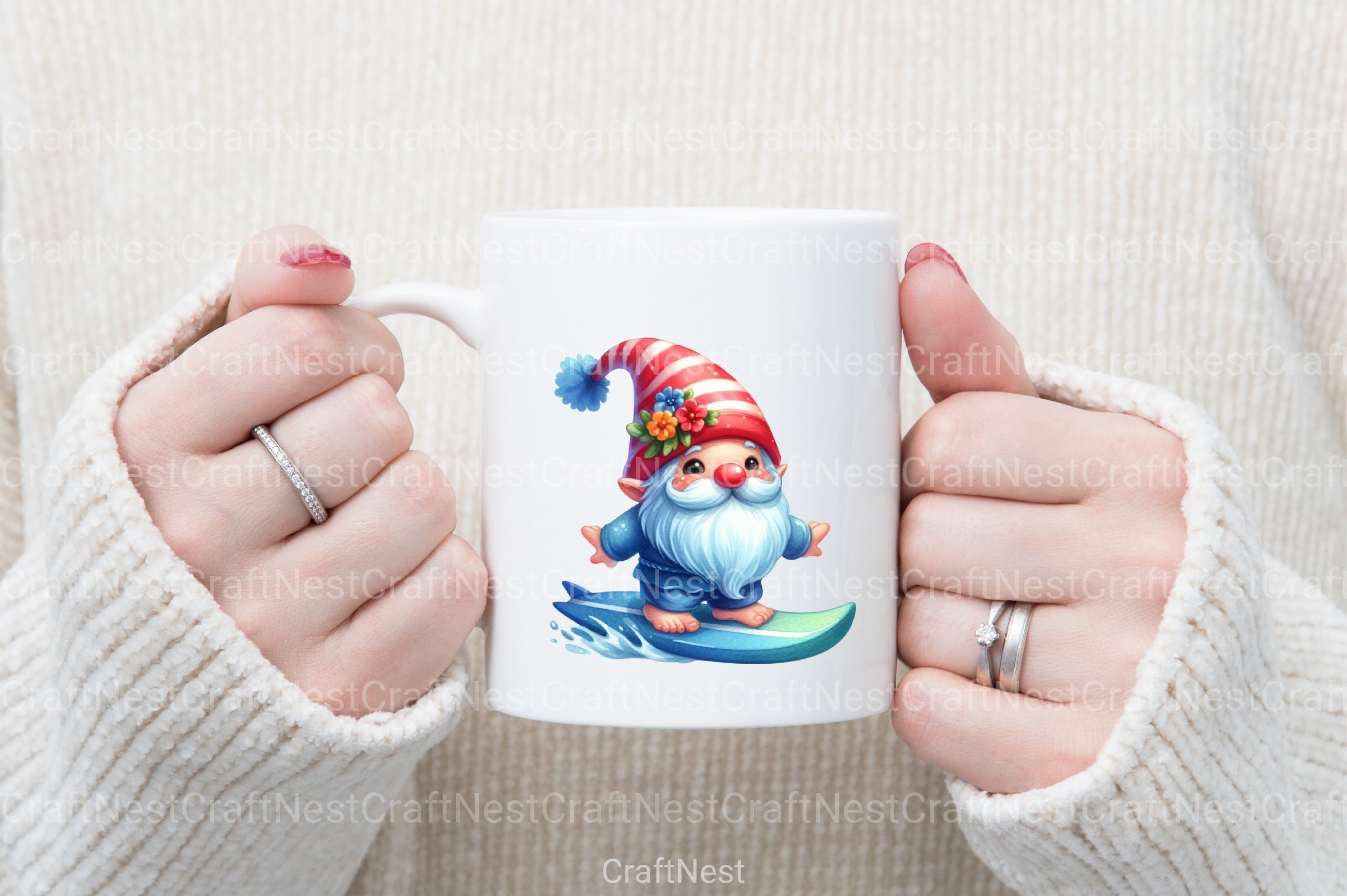 Cute Gnome Surfing Clipart Bundle - CraftNest - Digital Crafting and Art