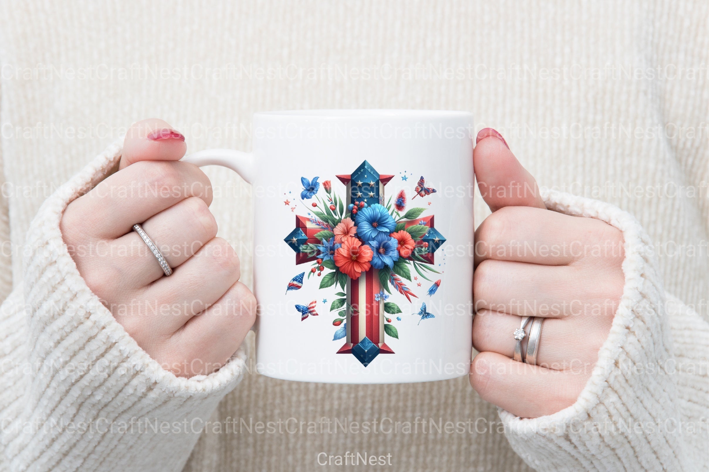 4th of July Floral Cross Clipart Bundle - CraftNest - Digital Crafting and Art