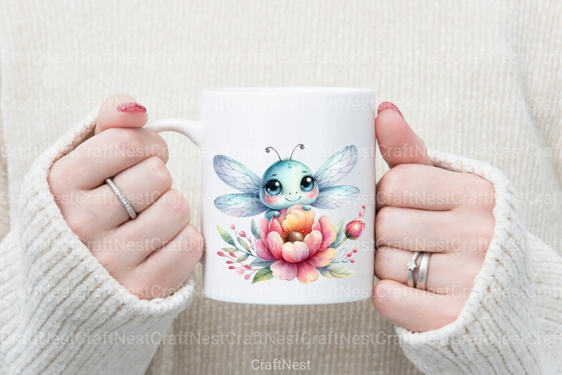 Dragonfly and Flowers Clipart Bundle 4 - CraftNest - Digital Crafting and Art