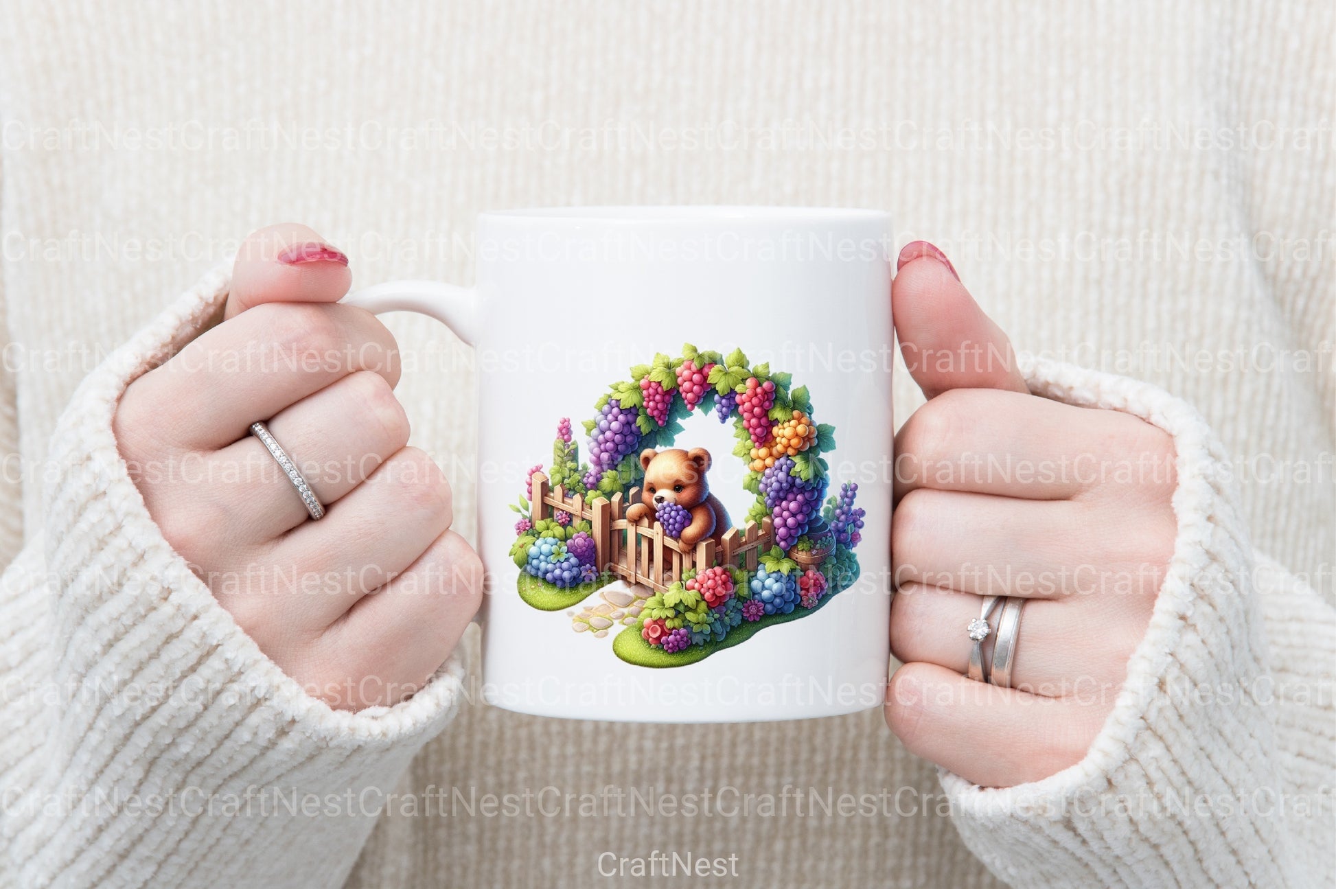 Bear in Grape Garden Clipart Bundle 44 - CraftNest - Digital Crafting and Art