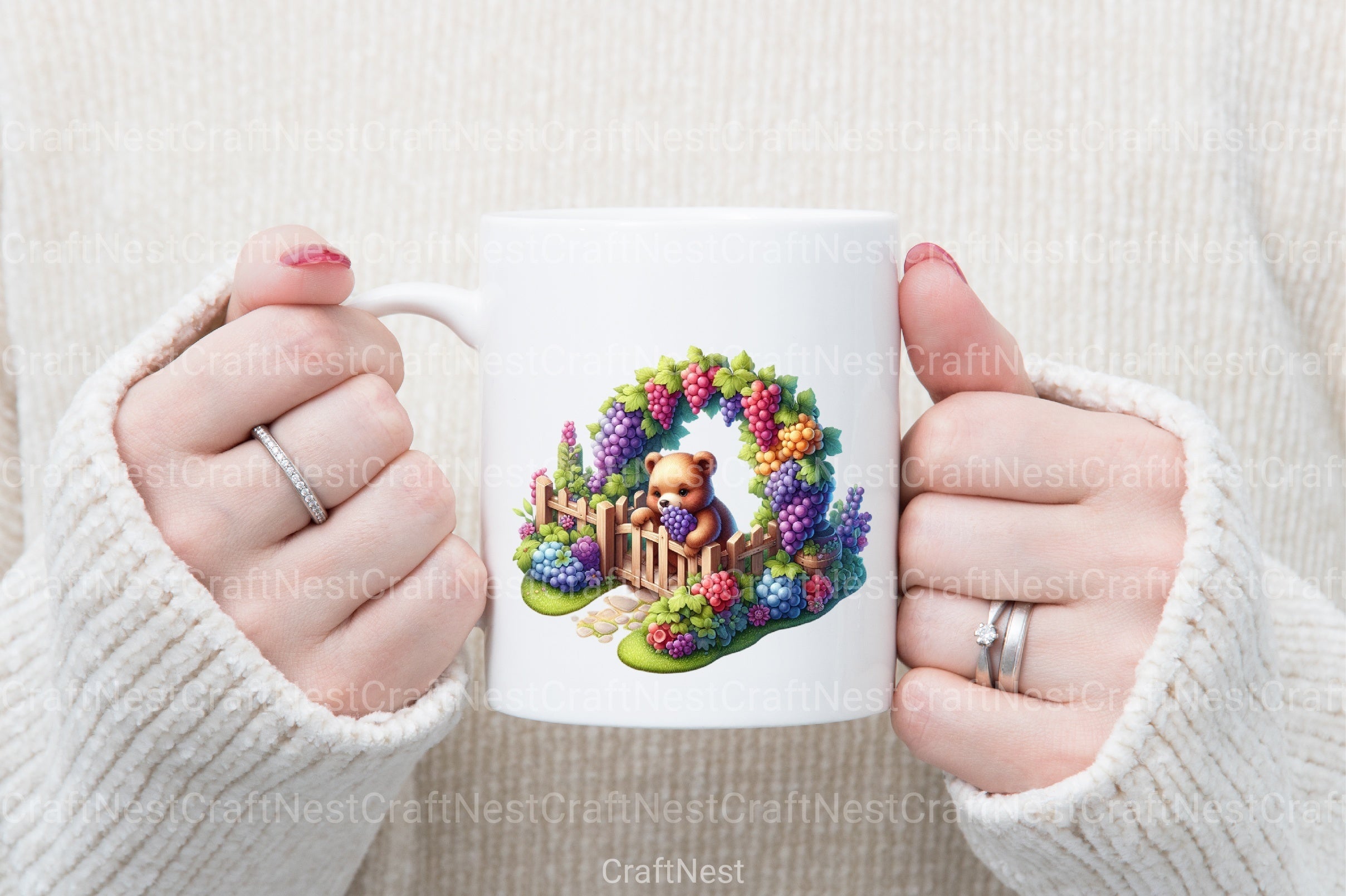 Bear in Grape Garden Clipart Bundle 44 - CraftNest - Digital Crafting and Art