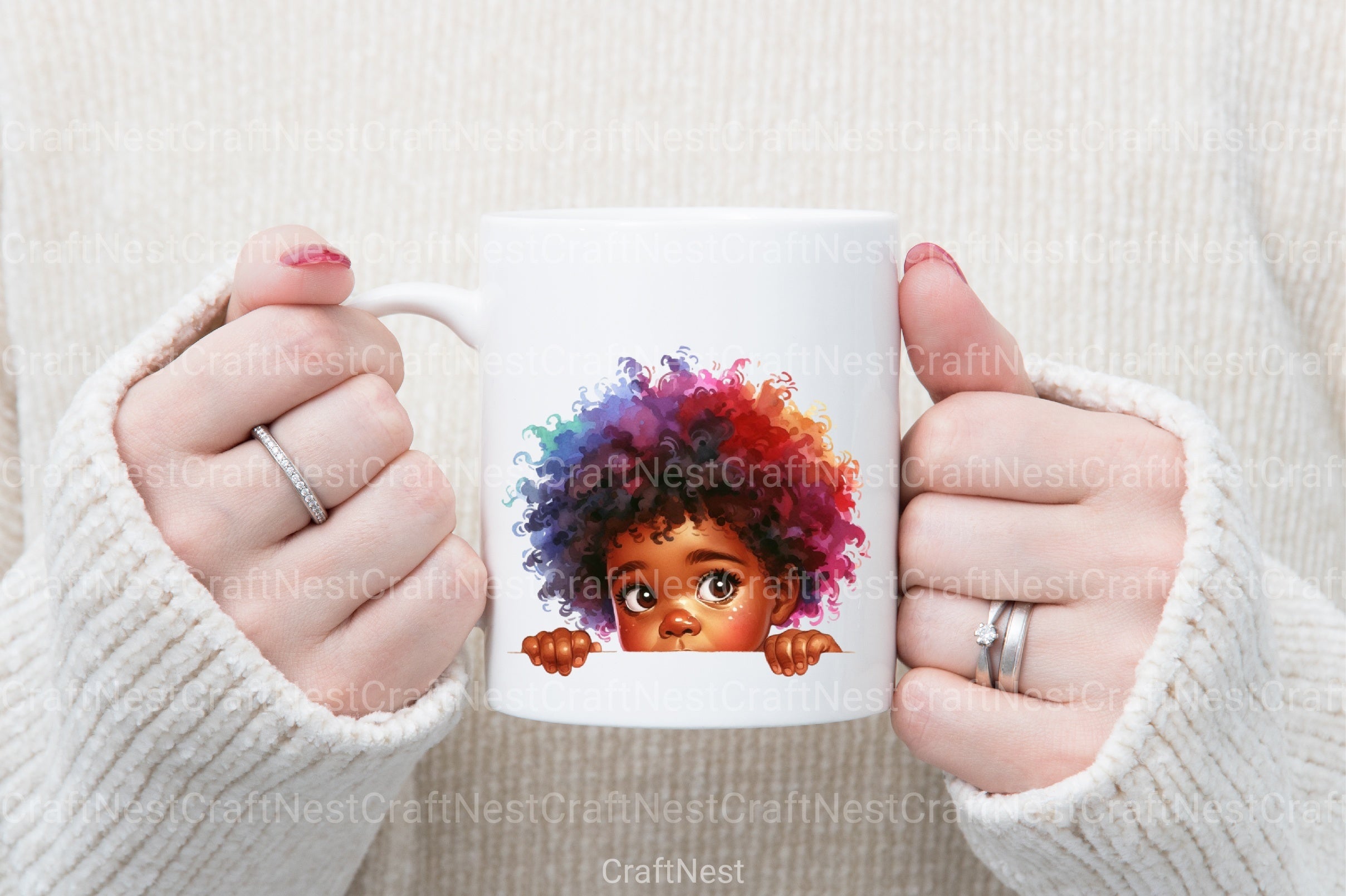 Peeking African American Little Girl Clipart Bundle 8 - CraftNest - Digital Crafting and Art