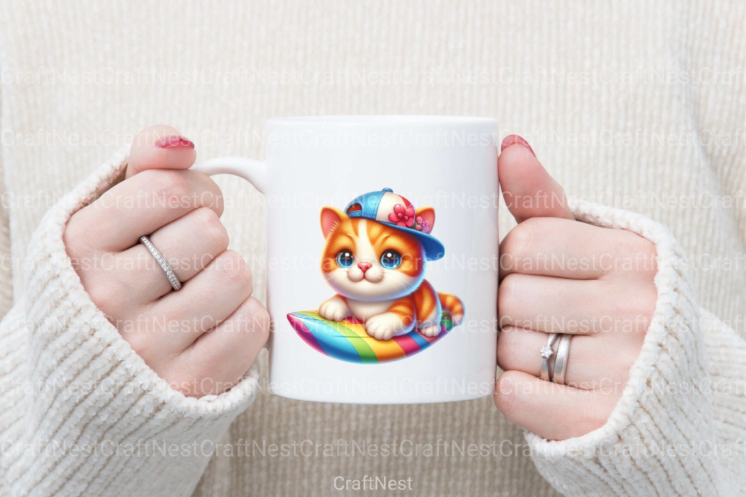 Cute Surfing Cats Clipart Bundle - CraftNest - Digital Crafting and Art