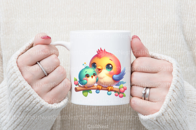 Funny Mom and Baby Bird Clipart Bundle - CraftNest - Digital Crafting and Art