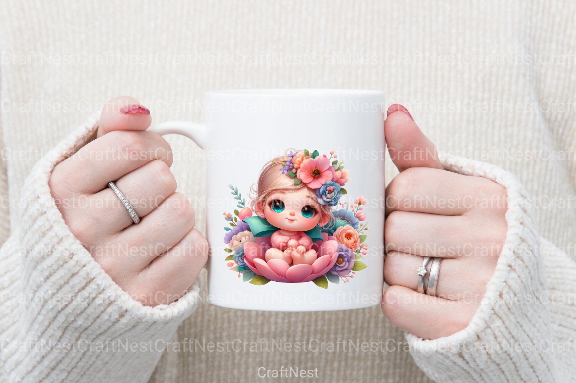 Cute Baby in Flowers Clipart Bundle - CraftNest - Digital Crafting and Art