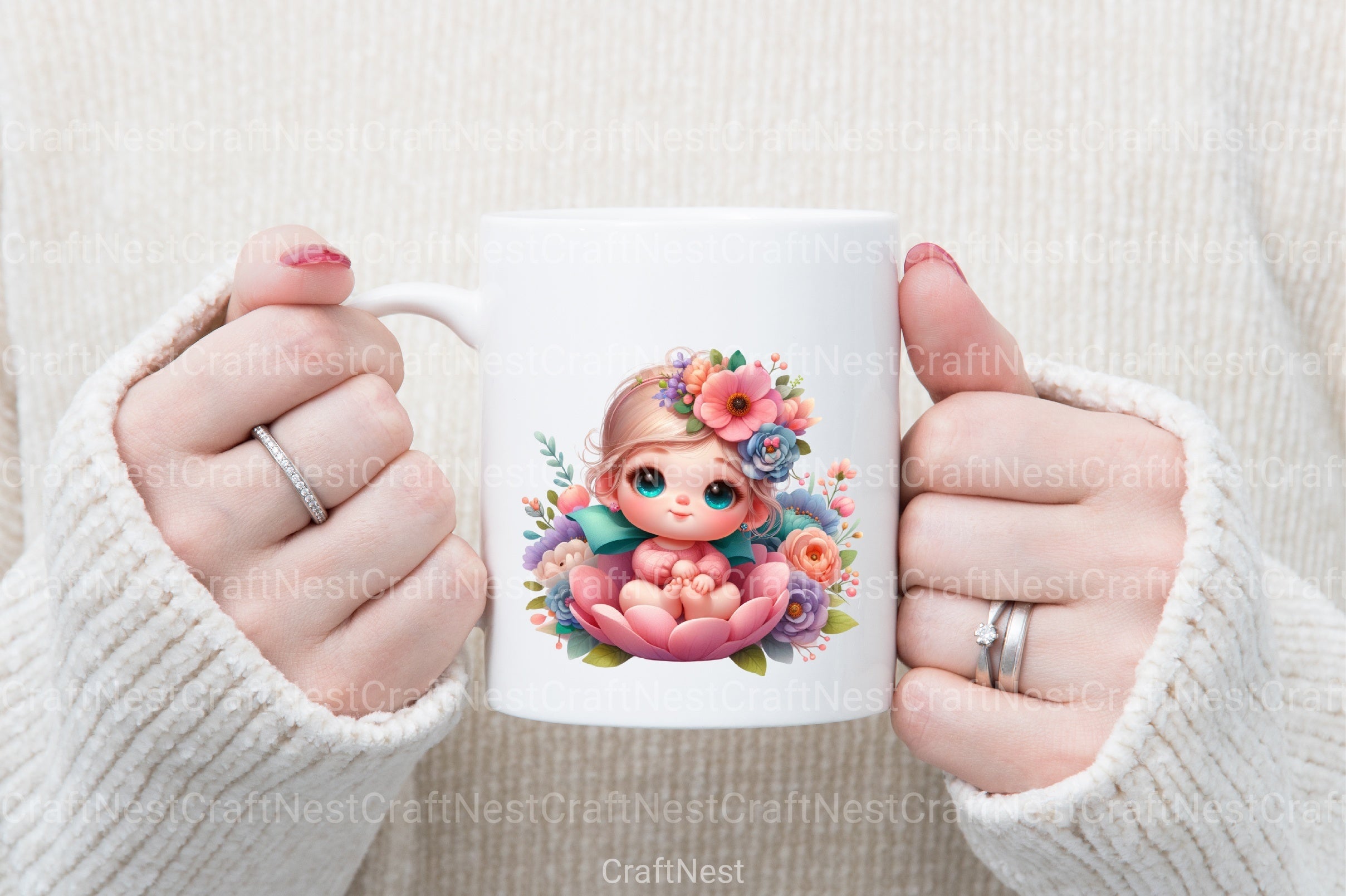 Cute Baby in Flowers Clipart Bundle - CraftNest - Digital Crafting and Art