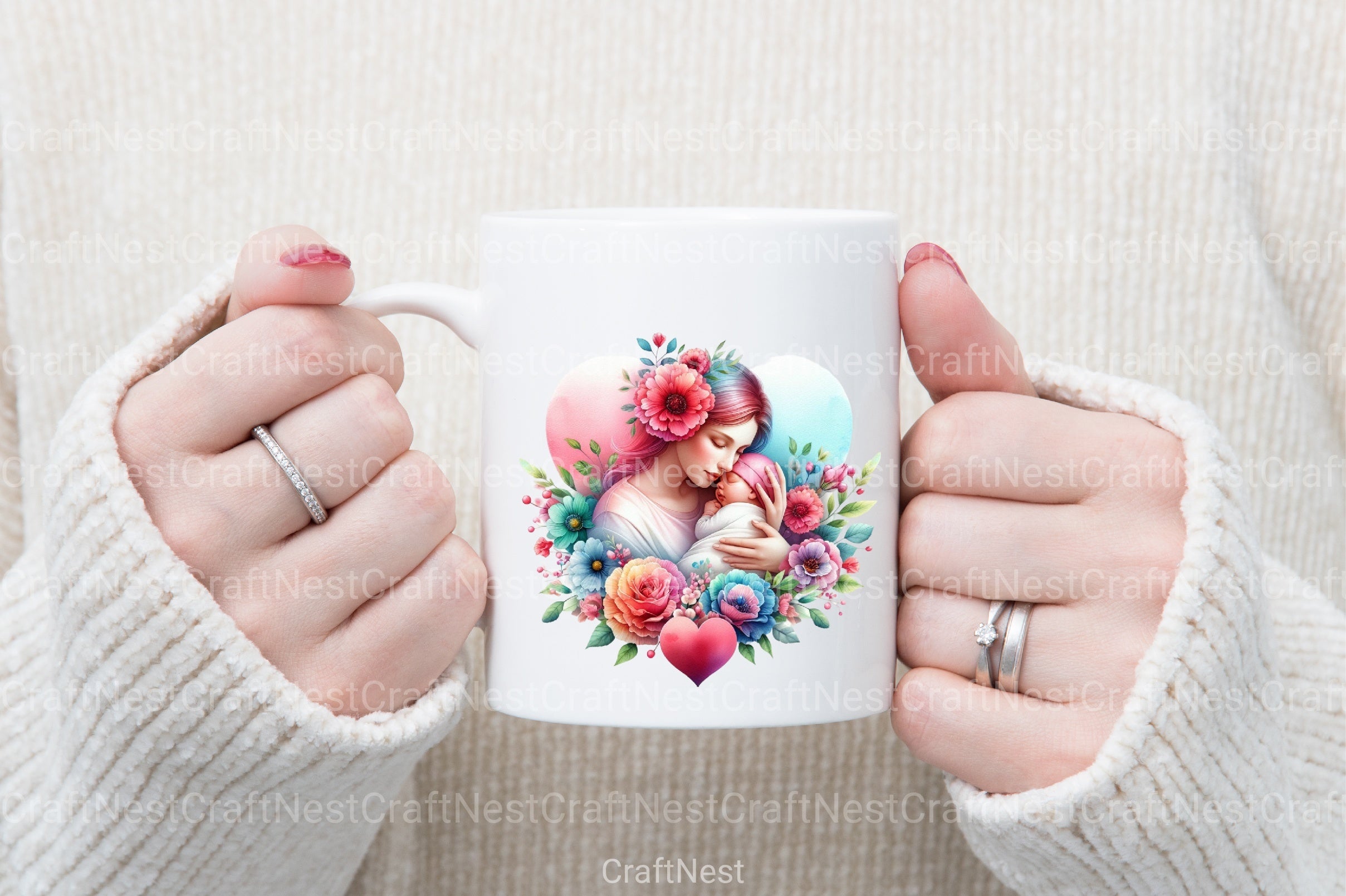 Mom and Baby Hearts Clipart Bundle - CraftNest - Digital Crafting and Art