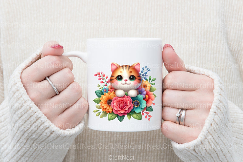 Mother's Day Floral Cats Clipart Bundle - CraftNest - Digital Crafting and Art