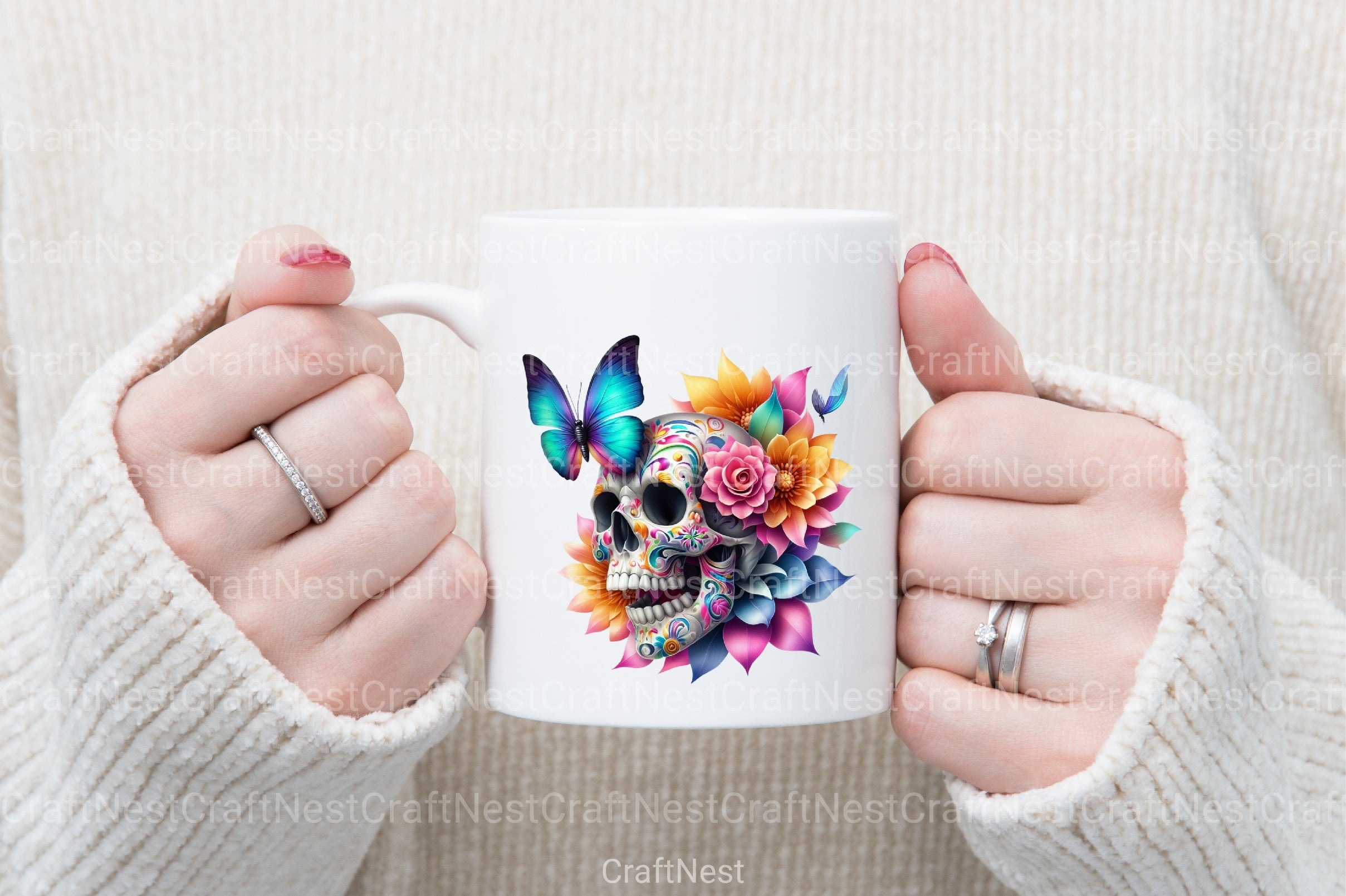 Butterfly Flower Skull Clipart Bundle - CraftNest - Digital Crafting and Art