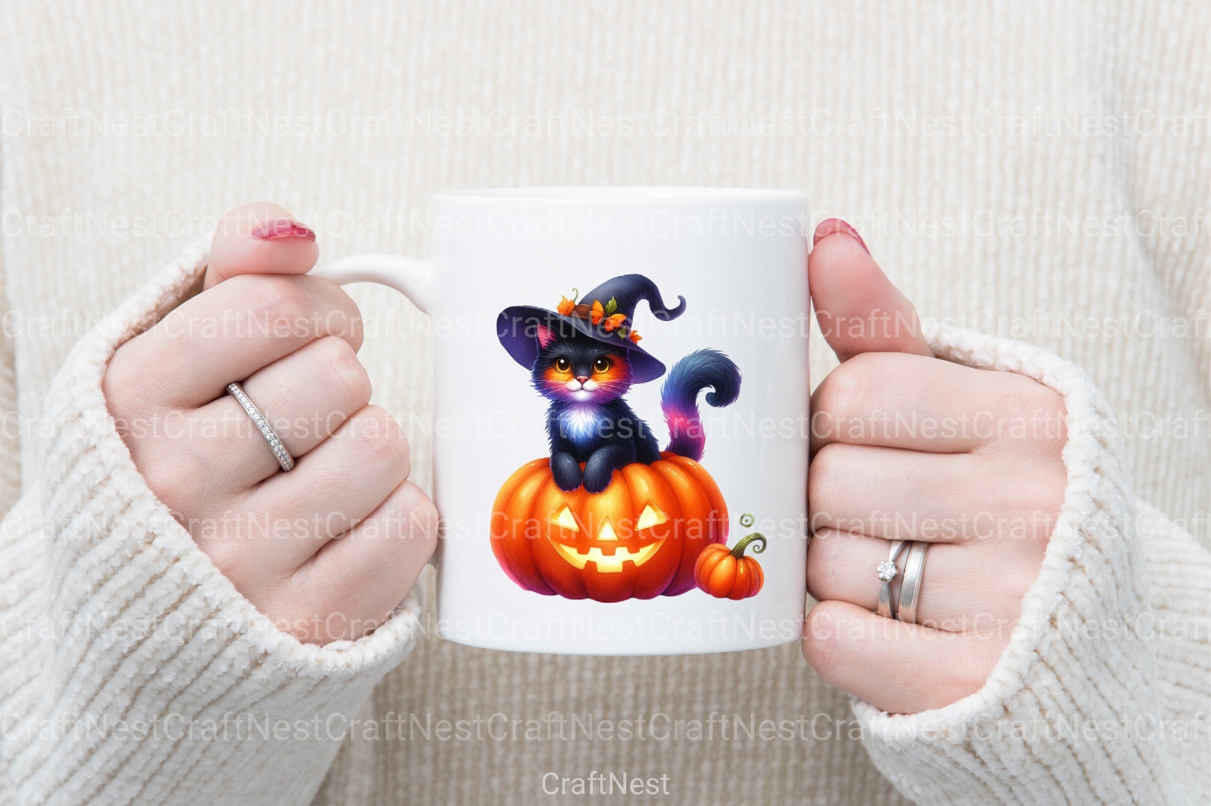 Halloween Black Cat & Pumpkin Clipart Bundle 99 - CraftNest - Digital Crafting and Art