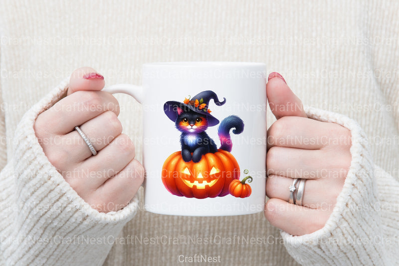 Halloween Black Cat & Pumpkin Clipart Bundle 99 - CraftNest - Digital Crafting and Art