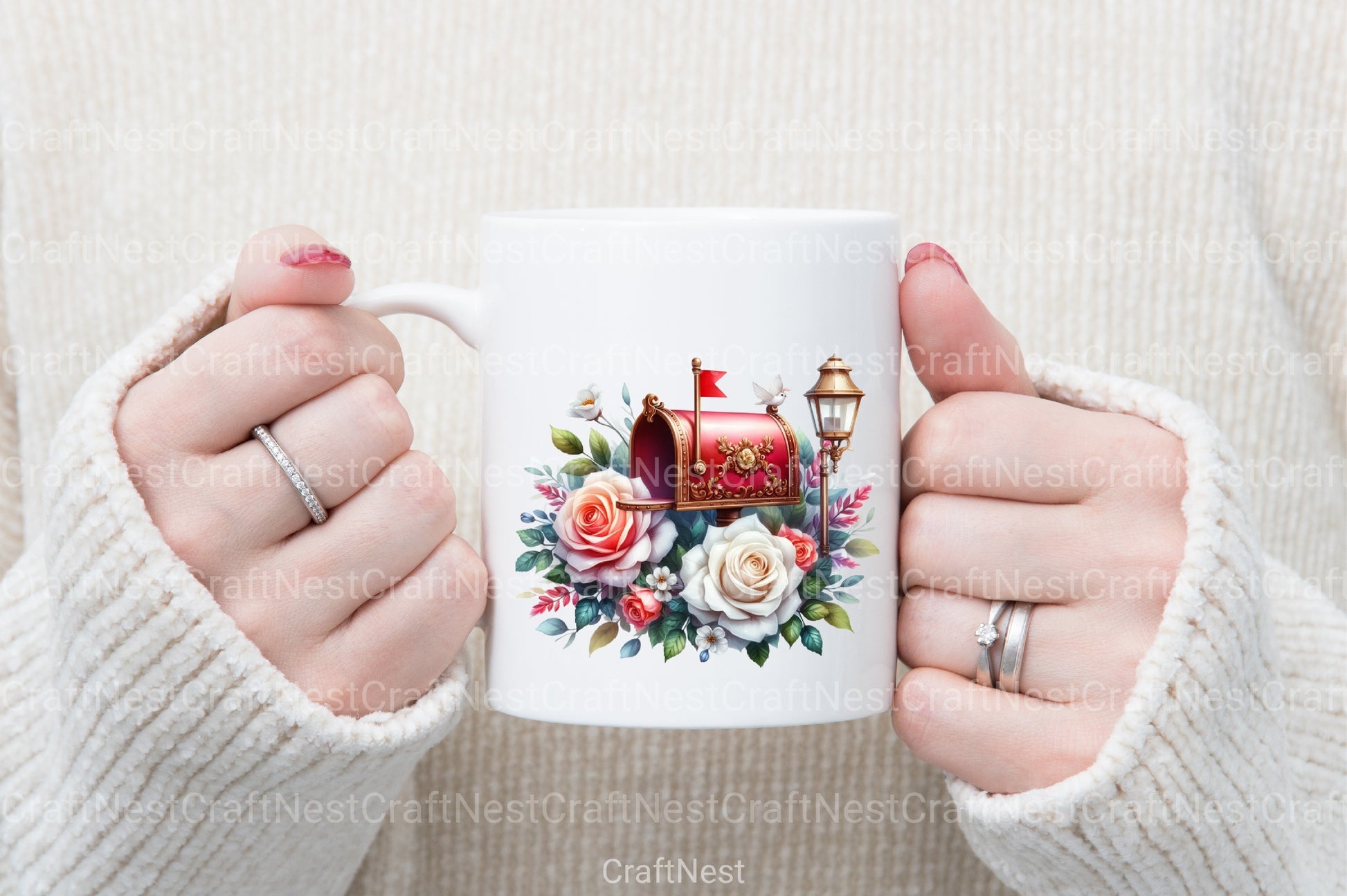 Mailbox with White Roses Clipart Bundle - CraftNest - Digital Crafting and Art