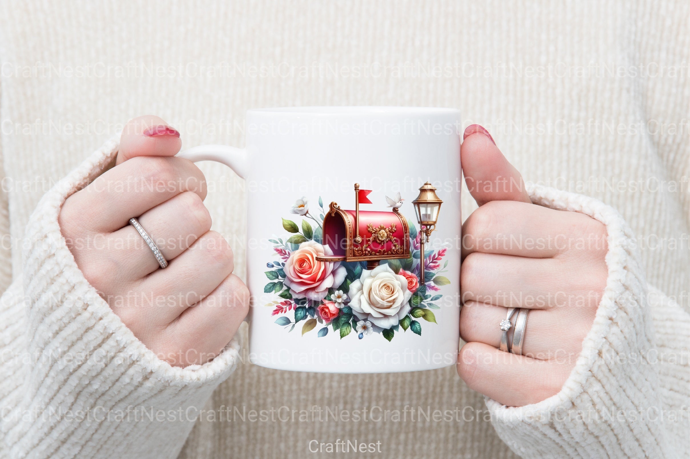 Mailbox with White Roses Clipart Bundle - CraftNest - Digital Crafting and Art