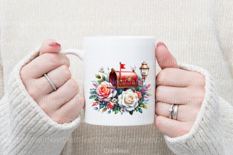 Mailbox with White Roses Clipart Bundle - CraftNest - Digital Crafting and Art