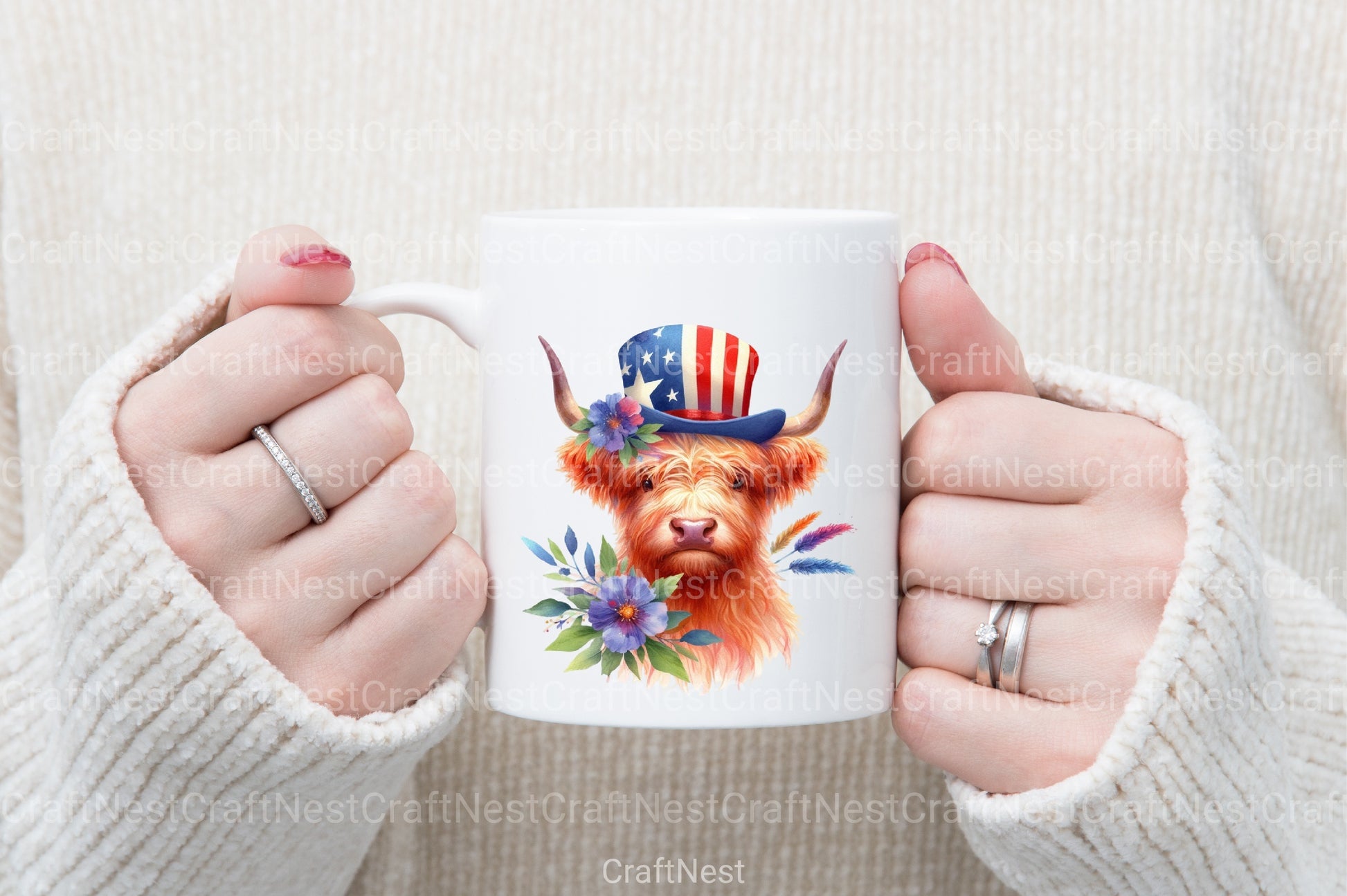 4th of July Highland Cow Clipart Bundle - CraftNest - Digital Crafting and Art