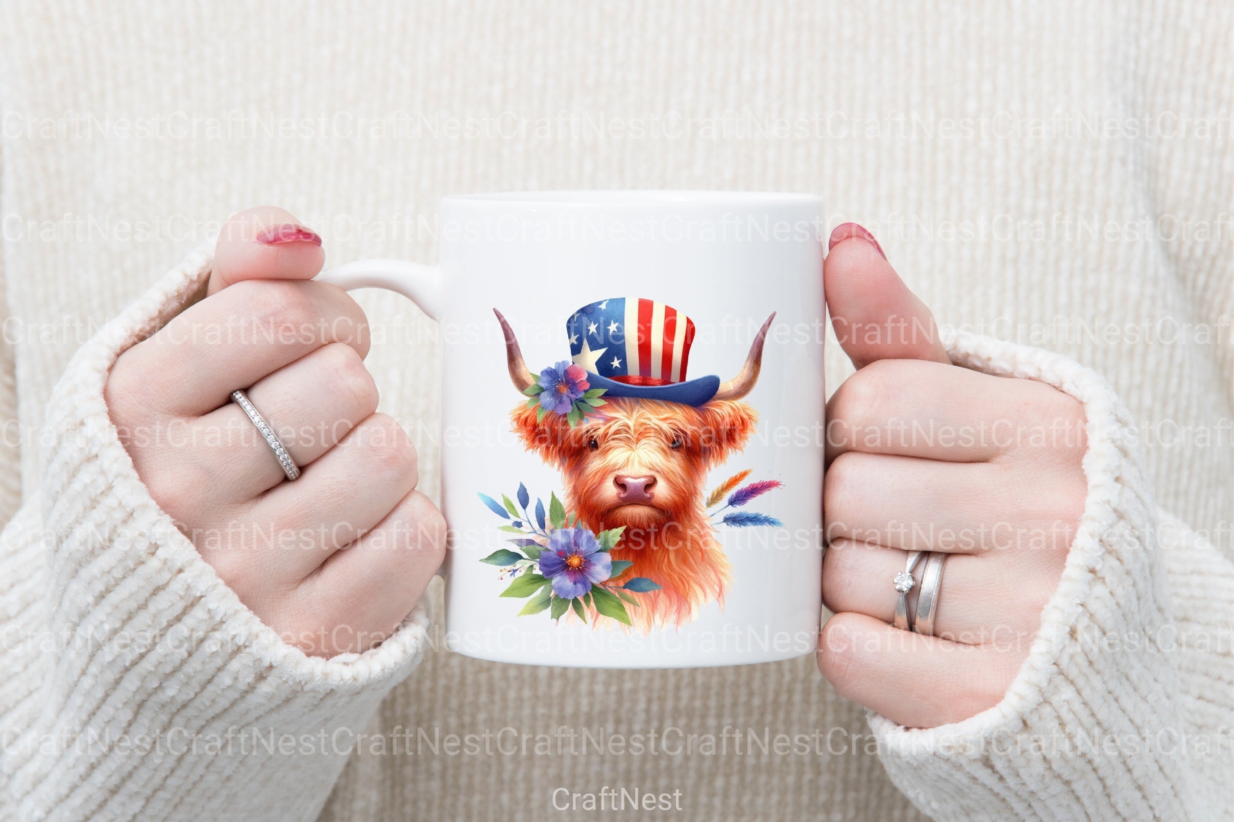 4th of July Highland Cow Clipart Bundle - CraftNest - Digital Crafting and Art
