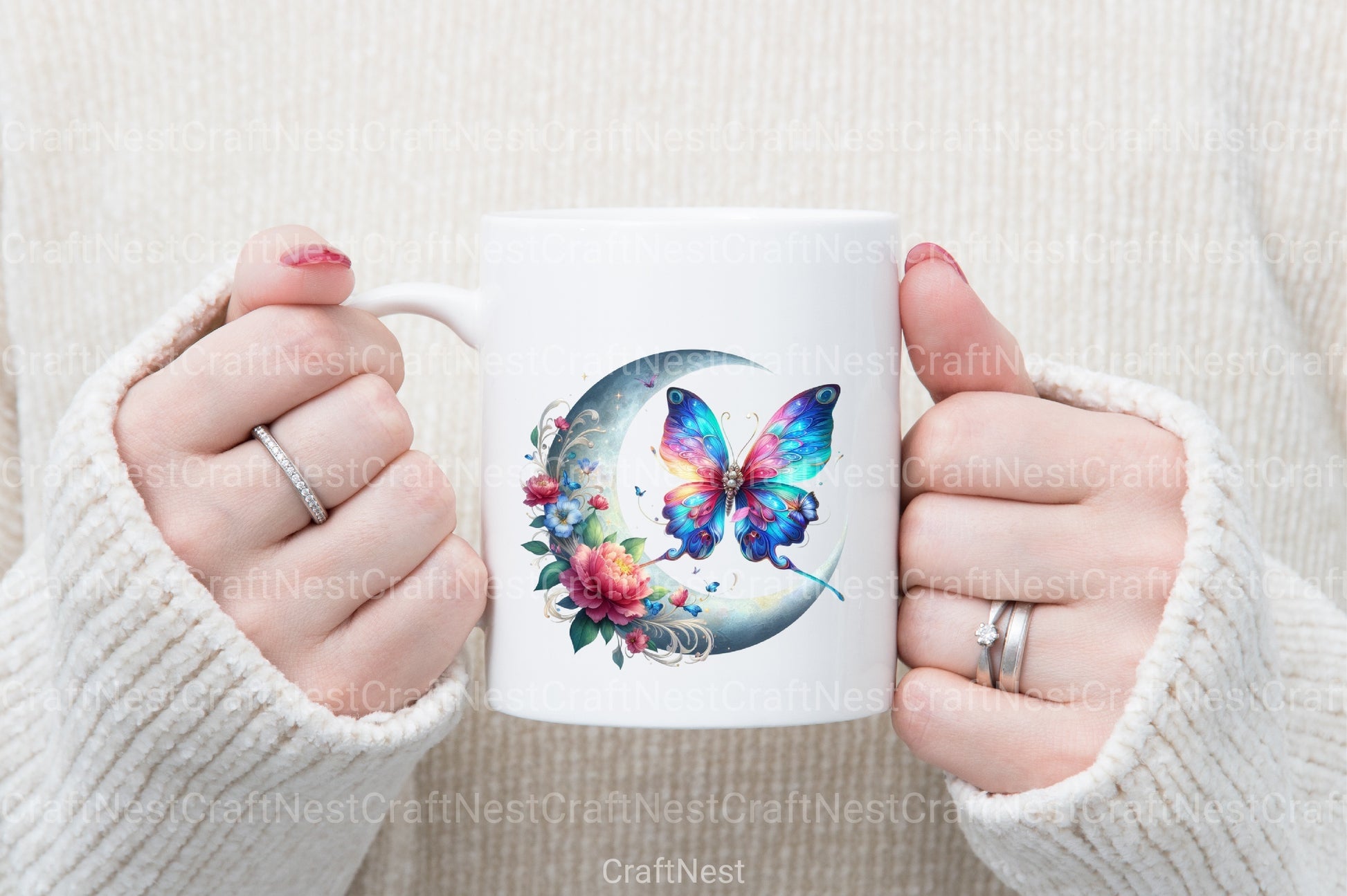 Butterfly and Floral Moon Clipart Bundle - CraftNest - Digital Crafting and Art