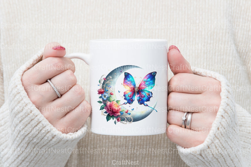 Butterfly and Floral Moon Clipart Bundle - CraftNest - Digital Crafting and Art