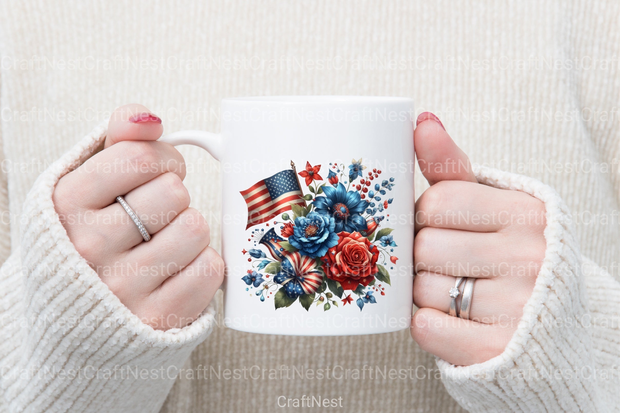 4th of July Flower Bouquet Clipart Bundle - CraftNest - Digital Crafting and Art