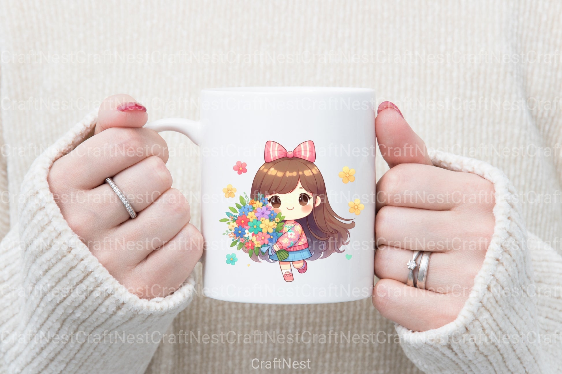 Little Girl with Bouquet Clipart Bundle 99 - CraftNest - Digital Crafting and Art