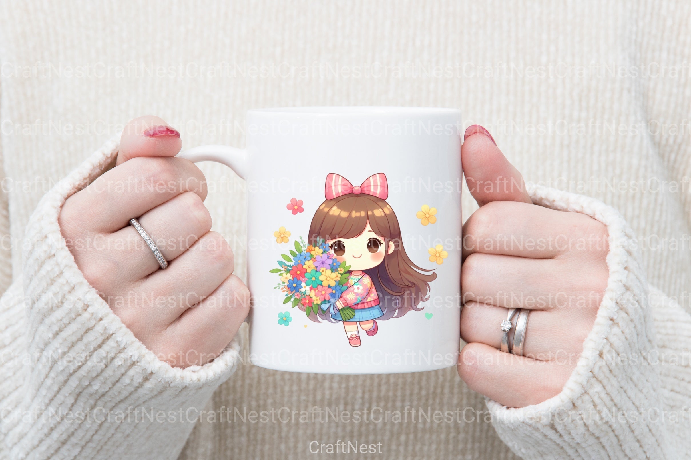 Little Girl with Bouquet Clipart Bundle 99 - CraftNest - Digital Crafting and Art