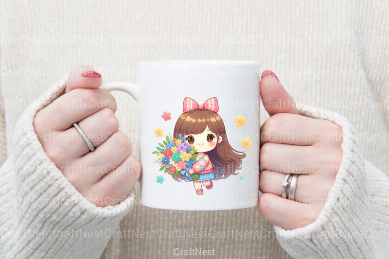 Little Girl with Bouquet Clipart Bundle 99 - CraftNest - Digital Crafting and Art