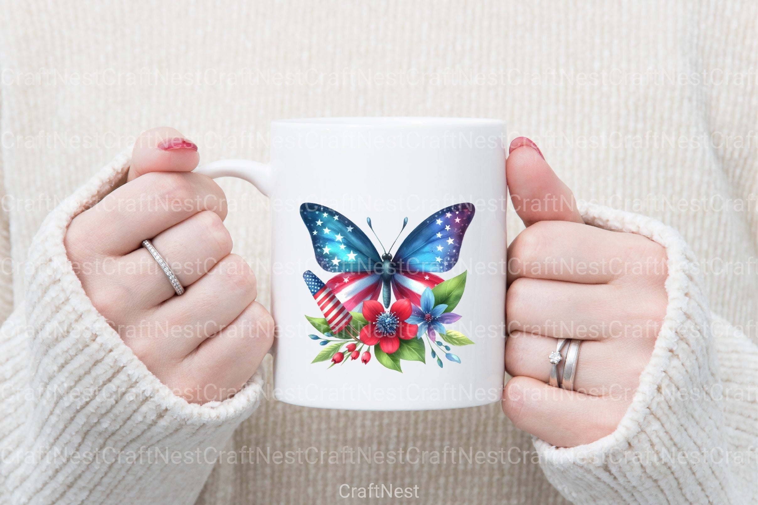 4th of July Butterfly Clipart Bundle - CraftNest - Digital Crafting and Art