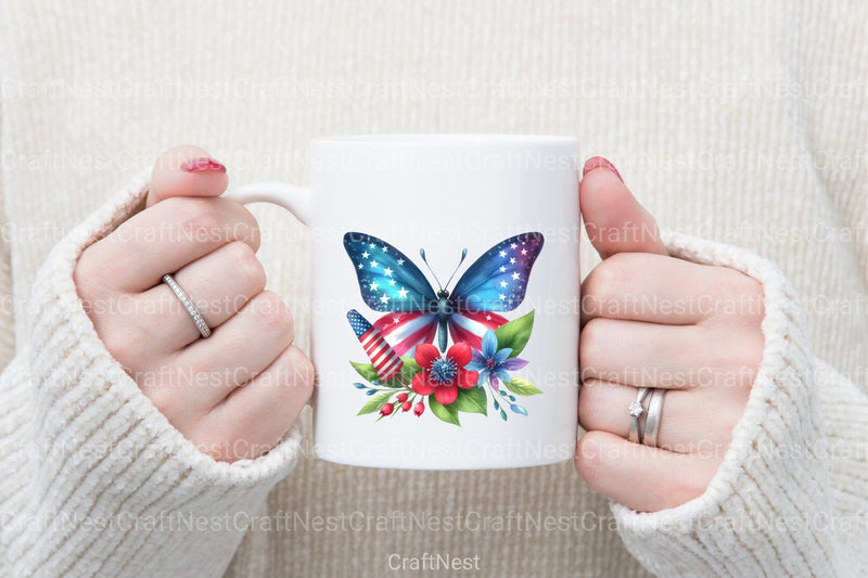 4th of July Butterfly Clipart Bundle - CraftNest - Digital Crafting and Art