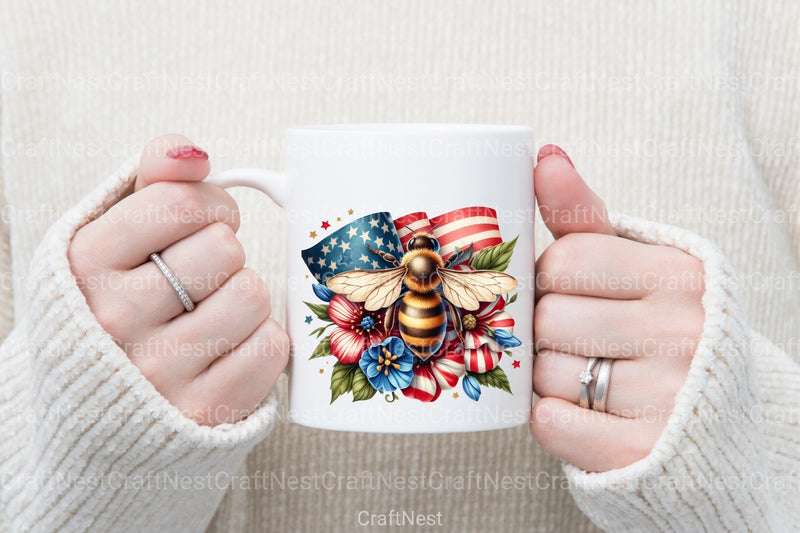 Fourth of July Bee Clipart Bundle - CraftNest - Digital Crafting and Art