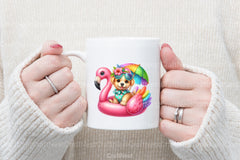 Summer Baby Dogs on Flamingo Floats Clipart Bundle - CraftNest - Digital Crafting and Art