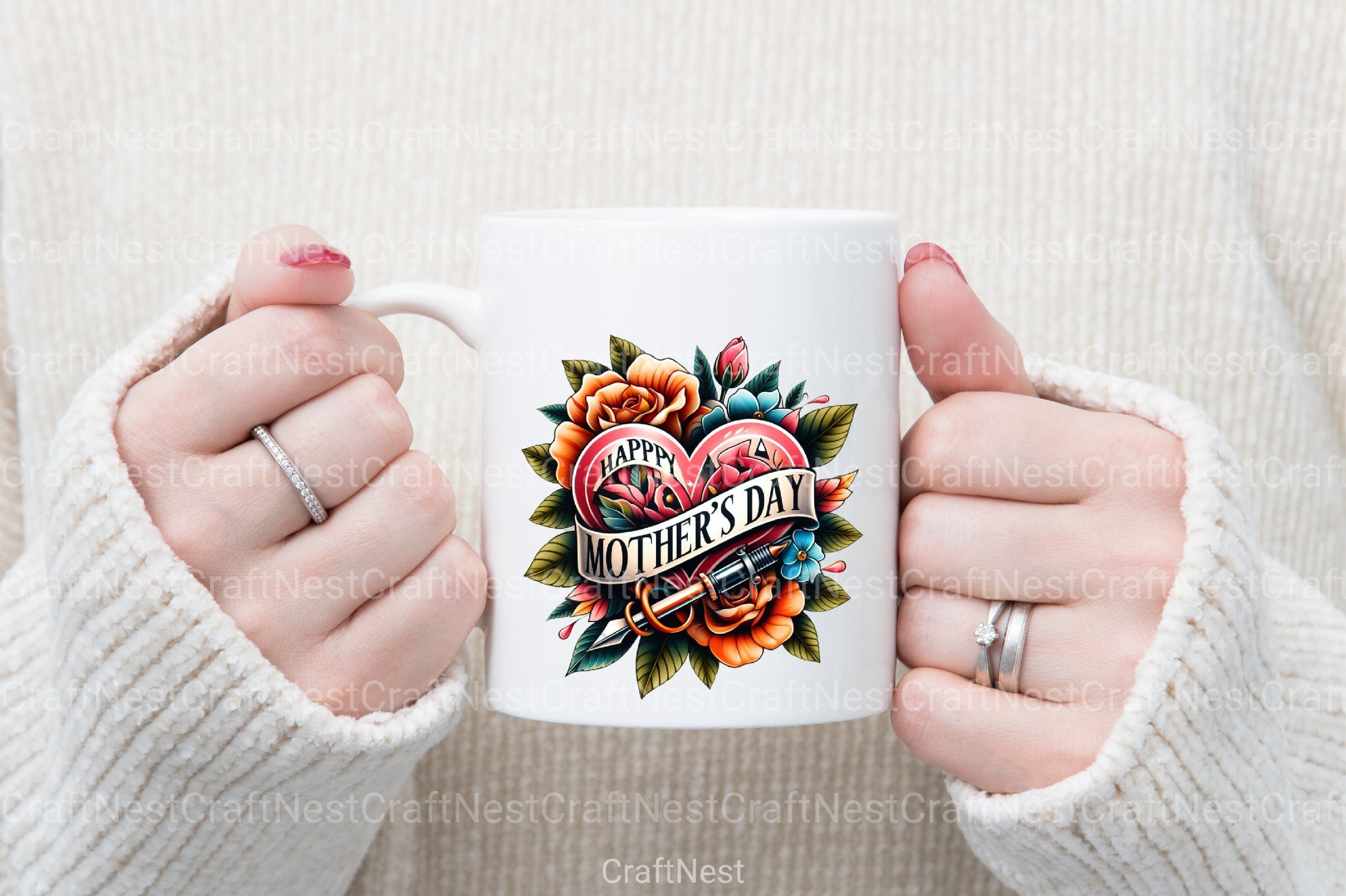 Mother's Day Neotraditional Tattoo Clipart Bundle - CraftNest - Digital Crafting and Art