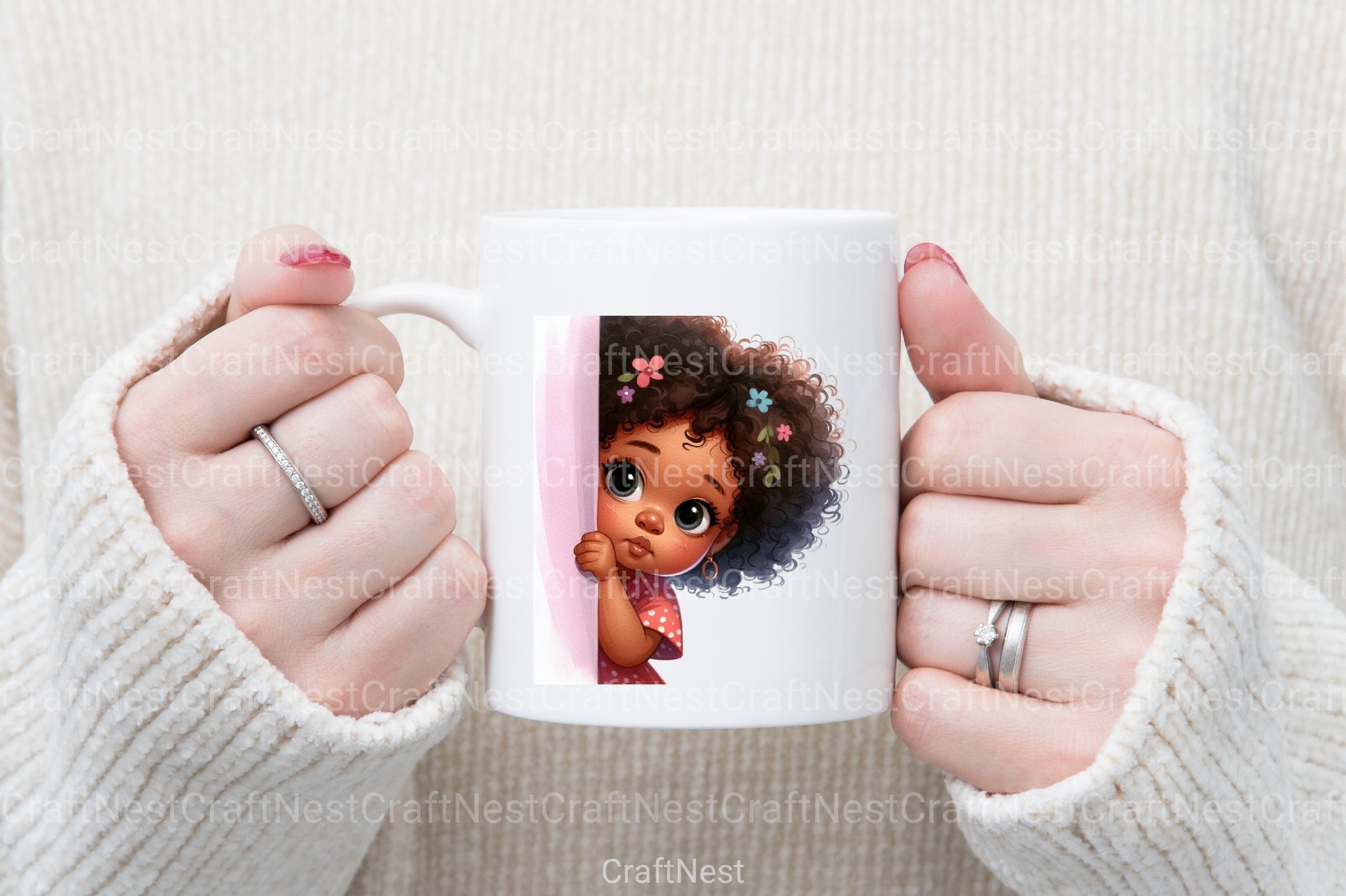 Peeking African American Little Girl Clipart Bundle 9 - CraftNest - Digital Crafting and Art